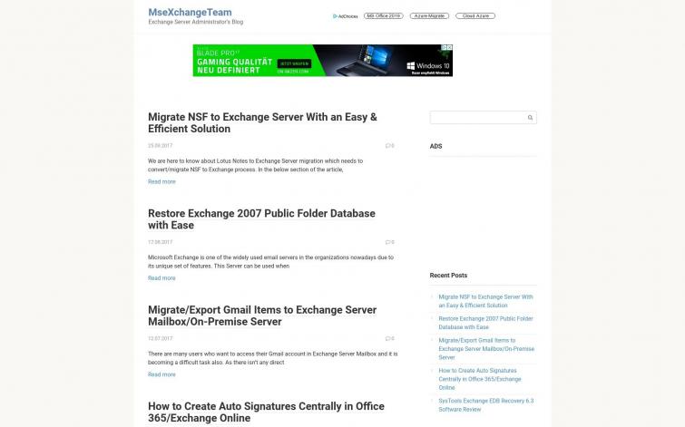 Англоязычный статейник тематика exchange server administrator blog