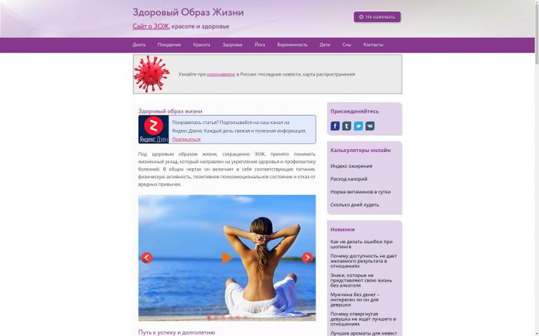 Женский сайт про ЗОЖ, питание. ИКС 880