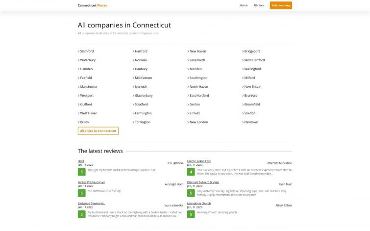 Каталог компаний на аглийском под Adsense