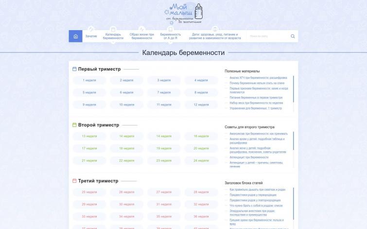 Сайт про беременность и воспитание детей (1010 уников/сутки)