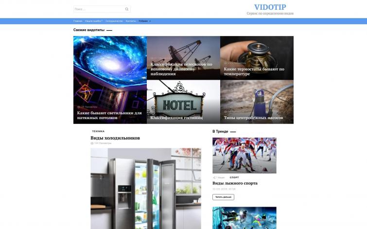 Продам информационный сайт vidotip.com
