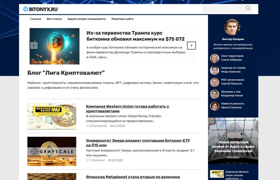 Блог о трейдинге криптовалюты на Вордпресс - автонаполняемый