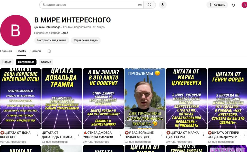Ютуб канал про Бизнес: 172,000 подписчиков