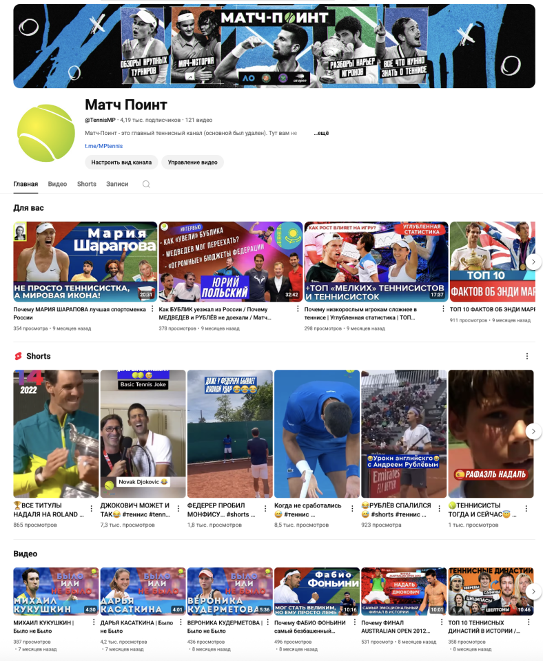 YouTube с живой не накрученной аудиторией. Категория спорт