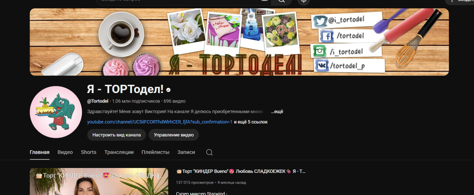 Канал тортов. Один из ТОП-каналов в сладкой тематике