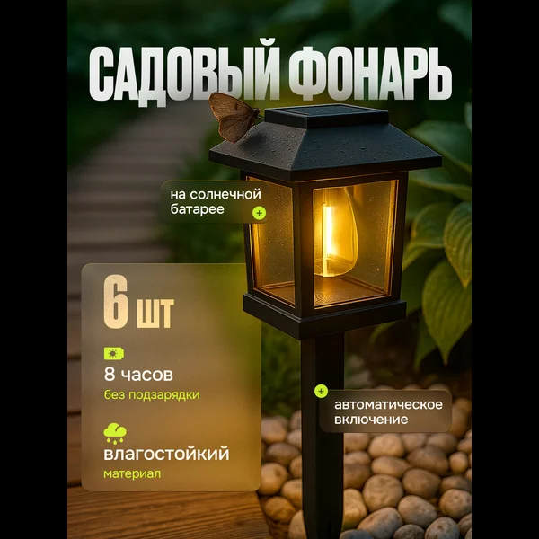 Светильники садовые на солнечной батарее. Готовая карточка с отзывами и стоком